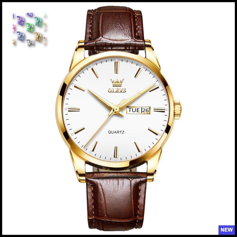 Minimalist Analog Leather Watch Stainless Steel Day Date Waterproof Luminous